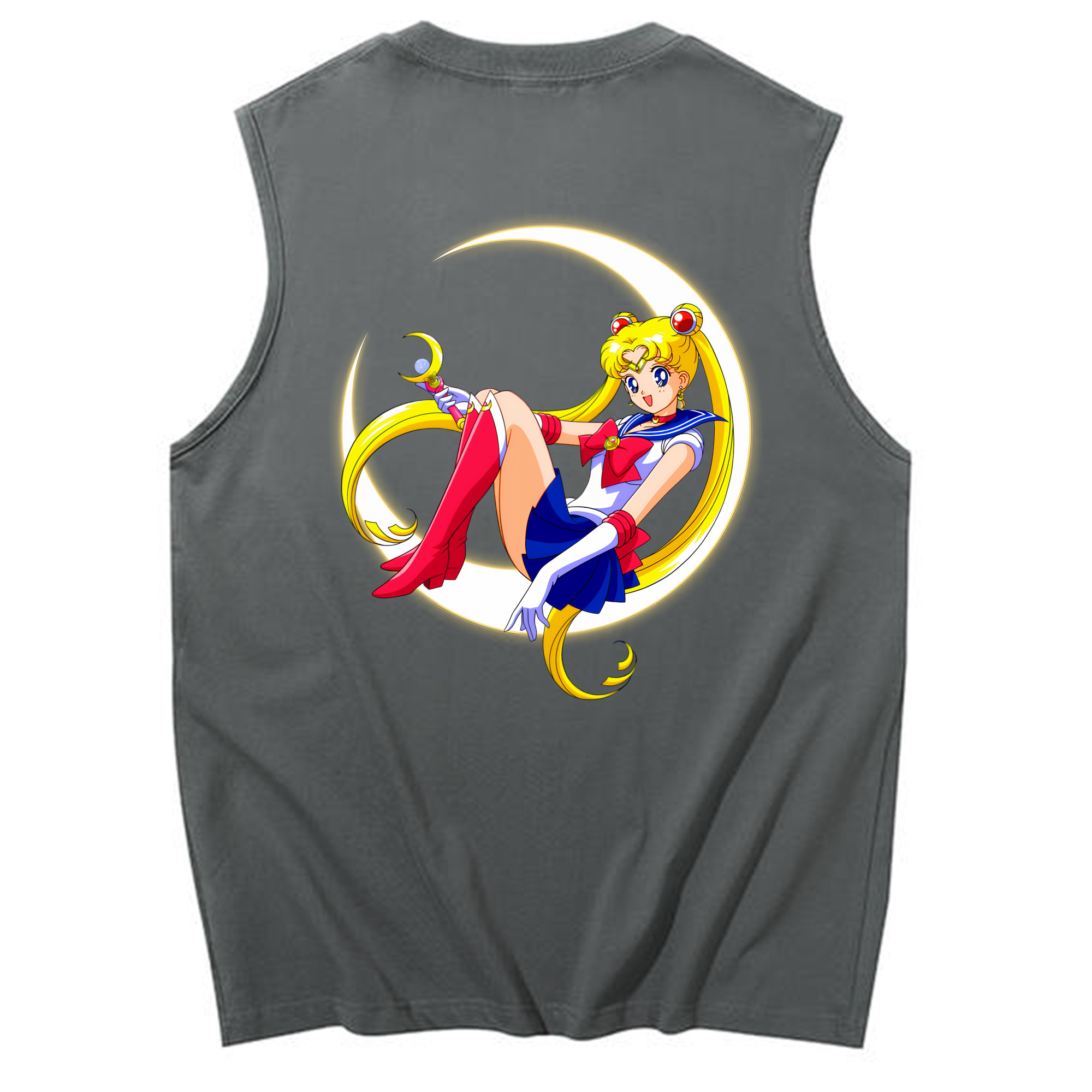 （画像用） 美少女戦士セーラームーン 月野 うさぎ つきの うさぎ Sailor Moon Tsukino Usagi コットン100％タンクトップ（背面プリント）
